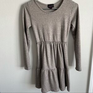Grey Tiered Sweater Dress 